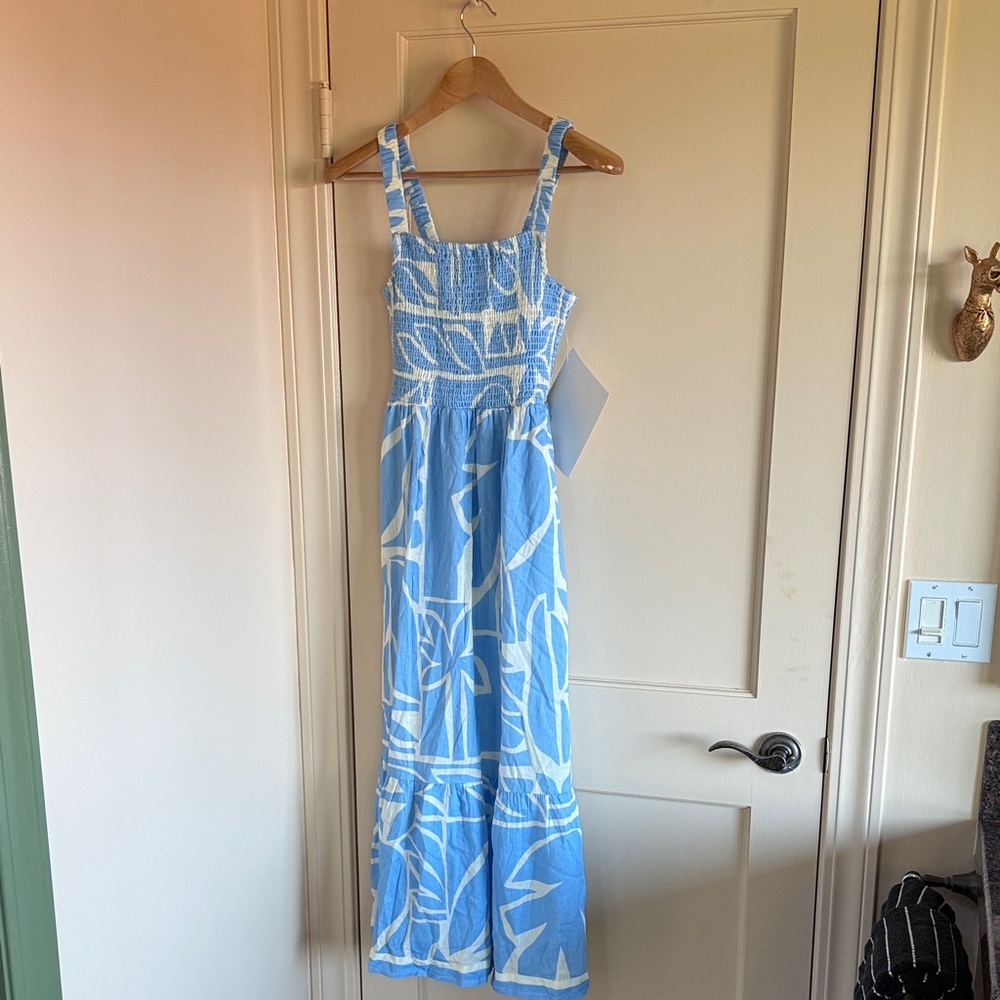 Marine Layer Light Blue and Cream Summer Dress